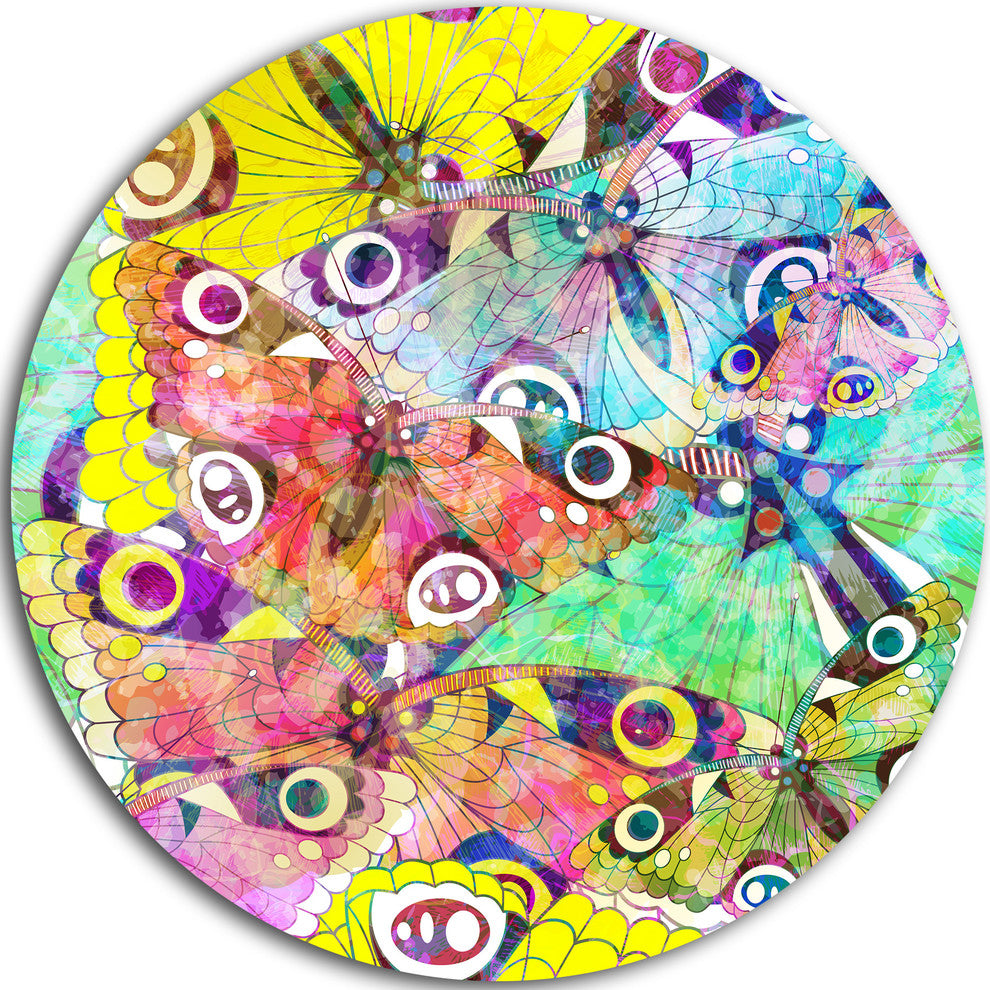 Seamless Butterflies, Floral Art Disc Metal Wall Art, 38"