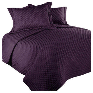 Lotus Home Diamondesque Water and Stain Resistant Quilt, Fig, King