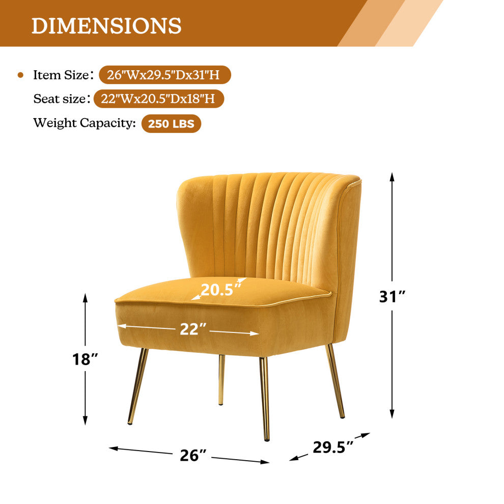Velvet Accent Dining Chair, Mustard