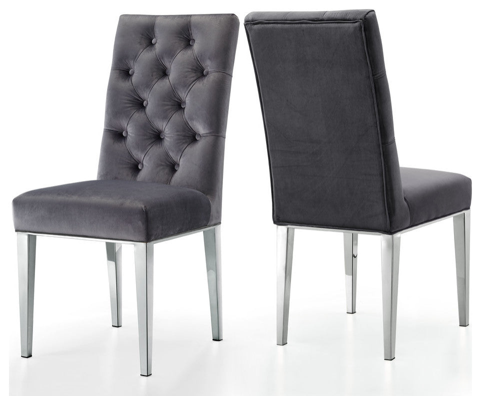 Juno Velvet Dining Chair (Set of 2), Gray