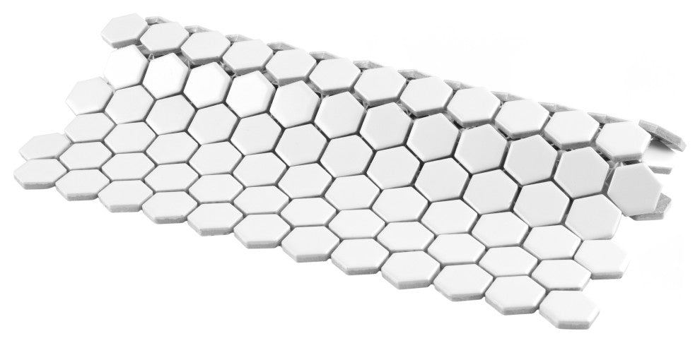 Metro 1" Hex Porcelain Mosaic Floor and Wall Tile, White