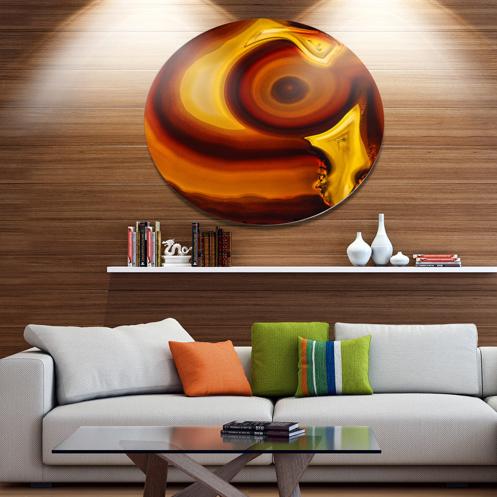 Agate Geode Slice Macro, Abstract Disc Metal Wall Art, 36"