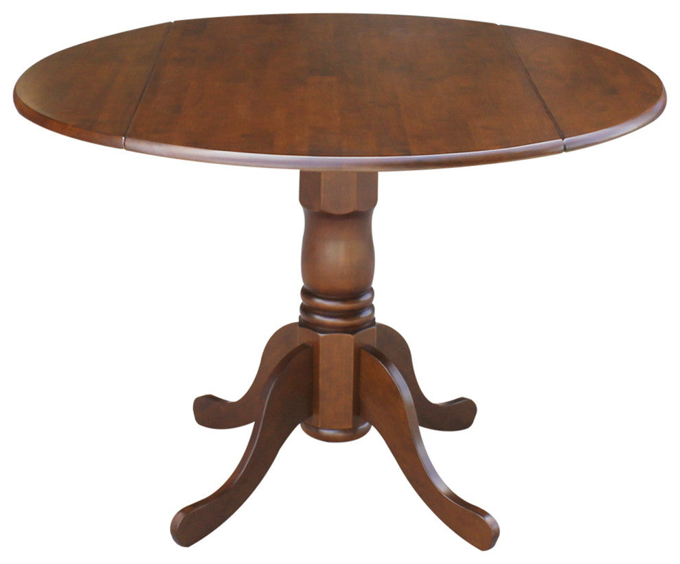 42" Round Dual Drop Leaf Pedestal Table, Espresso