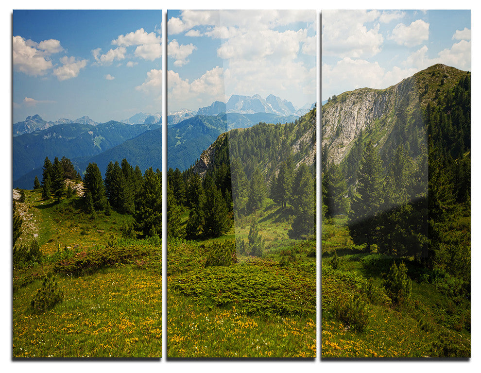 "Amazing Visitor Mountains" Photo Metal Wall Art, 3 Panels, 36"x28"