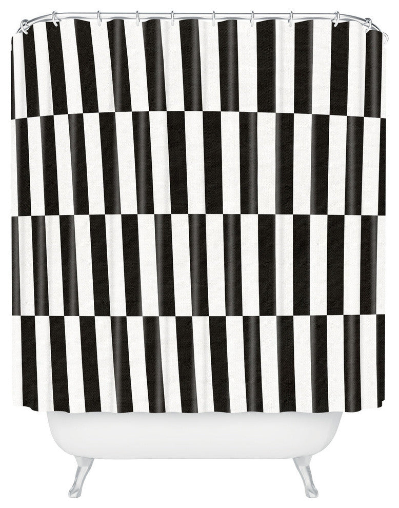 Bianca Green Black And White Order Shower Curtain