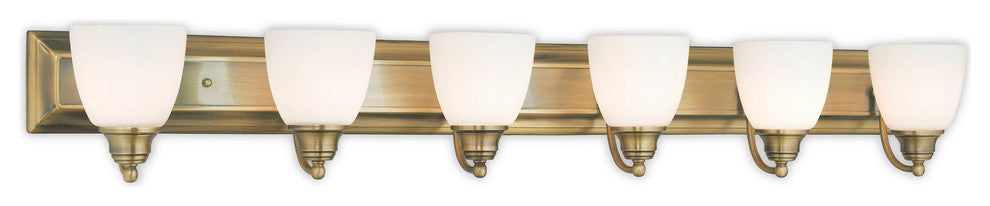 Handblown Satin Opal Bath Light, Antique Brass