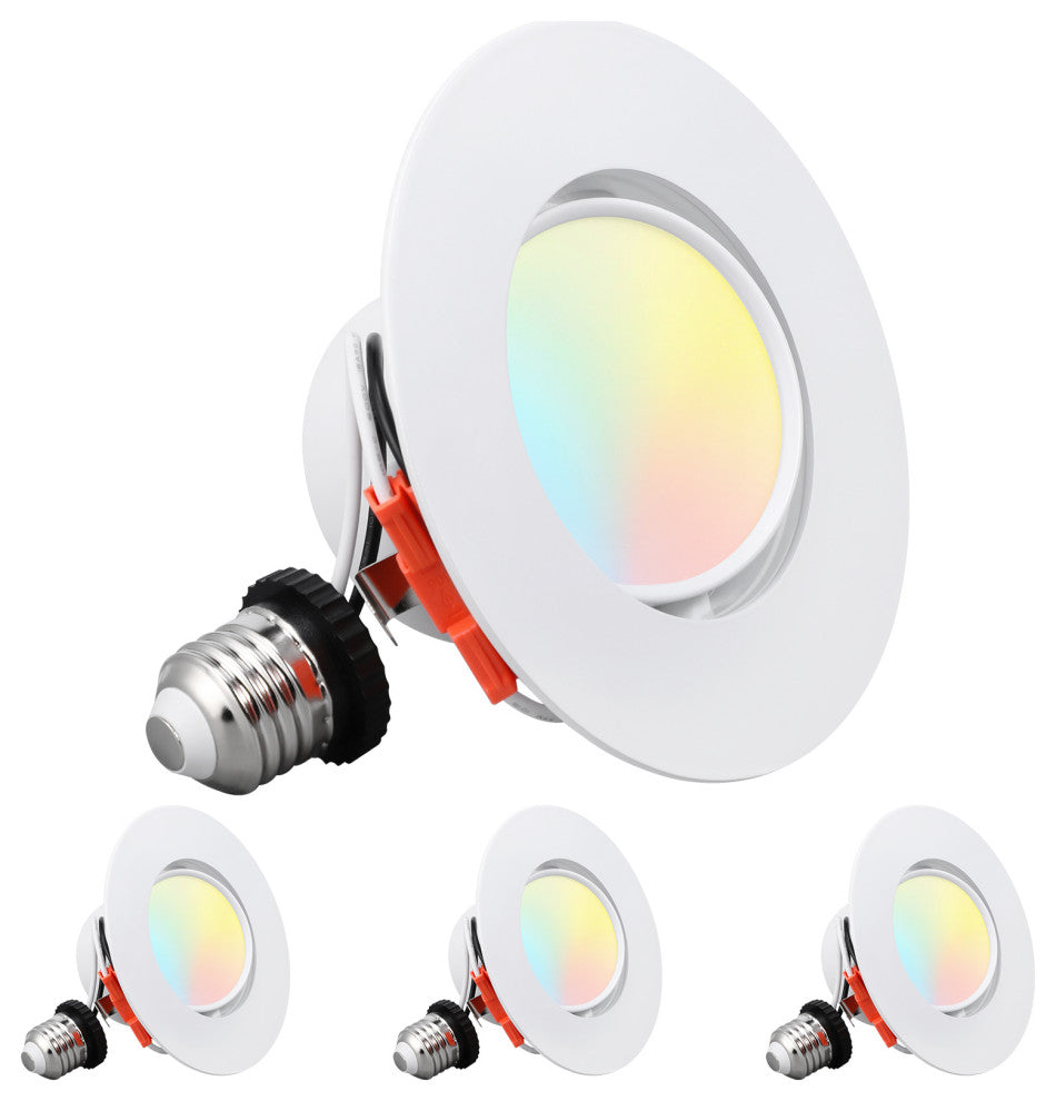 4 Pack 4" 5CCT Gimbal LED Recessed Light Dimmable Retrofit Can Lights