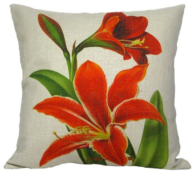 Amaryllis Throw Pillow Case, Without Insert