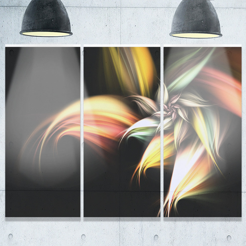 "Light Orange Pink Flower" Metal Wall Art, 3 Panels, 36"x28"