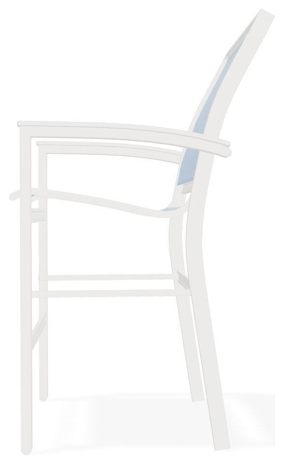 Bazza Sling Balcony Height Stackable Outdoor Stool, Sky/Snow