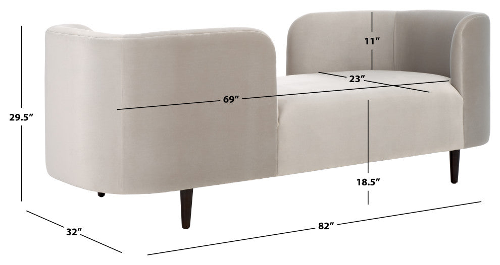 Safavieh Couture Frieda Velvet Tete A Tete Chair, Light Grey
