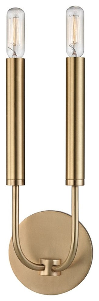 Gideon 2 Light Wall Sconce, Aged Brass Finish