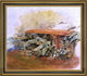 Theodore Robinson Garden Bench with Ferns Framed Premium Canvas Print, 16"x20"