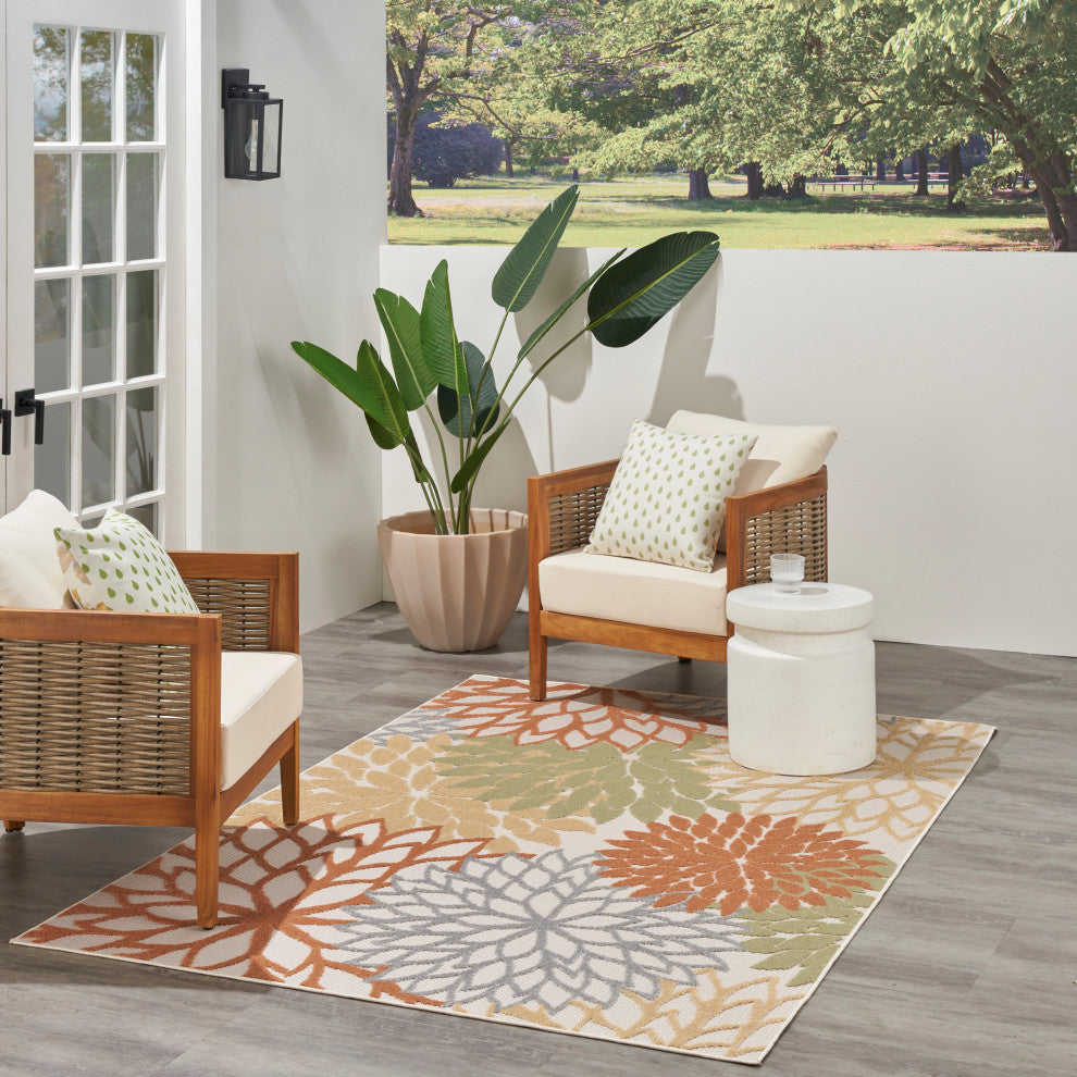 Nourison Aloha 3'6" x 5'6" Ivory Multicolor Outdoor Rug