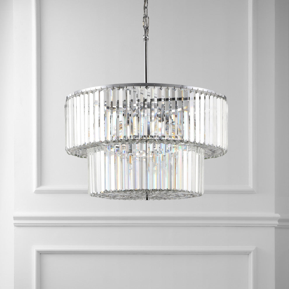 Safavieh Couture Viviann Crystal 2 Tier Chandelier, Chrome/Clear