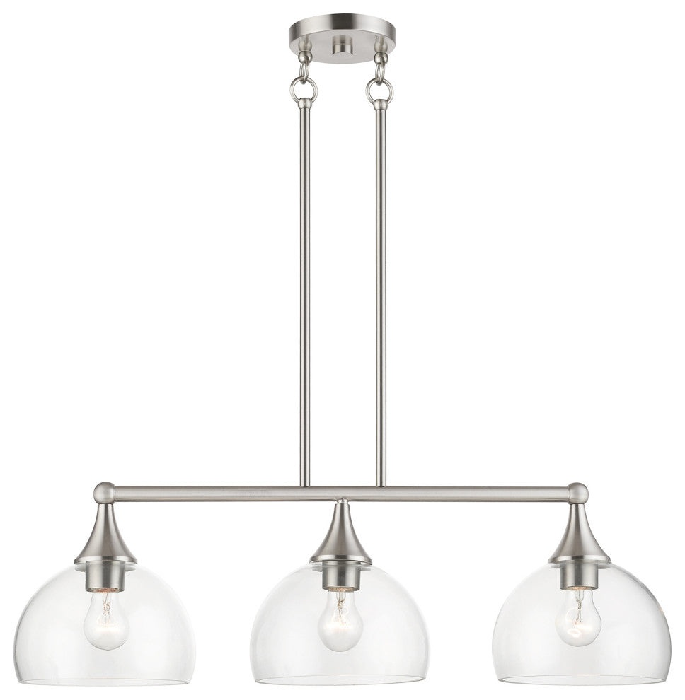3 Light Brushed Nickel Linear Chandelier