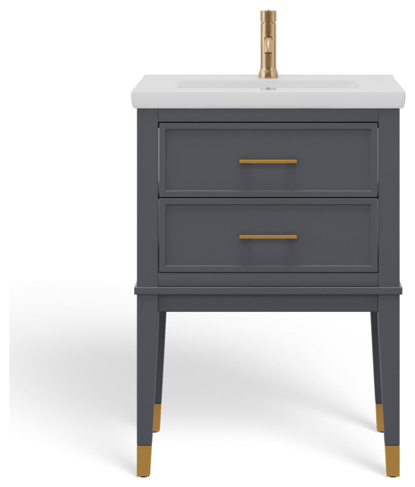 The Sintra Bathroom Vanity, Gray, 24", Single Sink, Freestanding