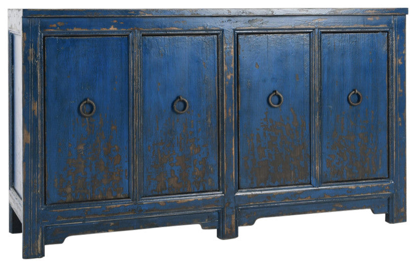 Kosas Home Amherst Reclaimed Pine 4Dr Cabinet, Royal Blue