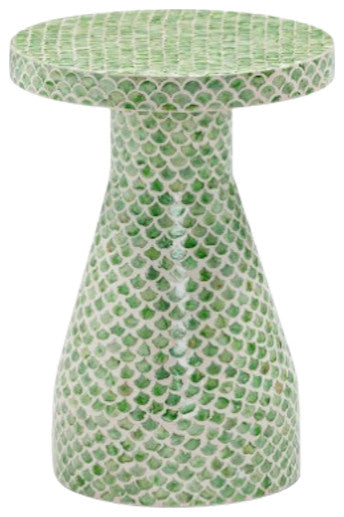 Halio Shell-Inlaid Side Table, Green