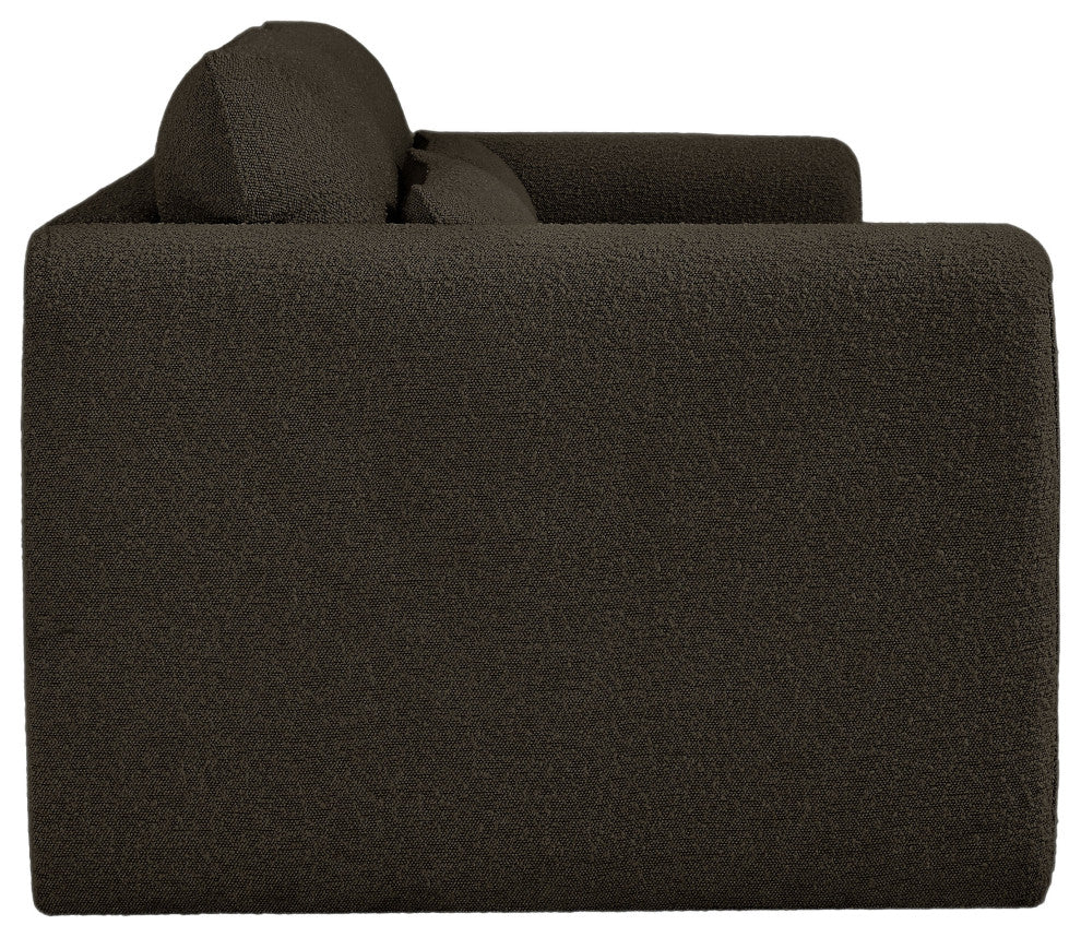 Stylus Boucle Fabric Upholstered Sofa, Brown