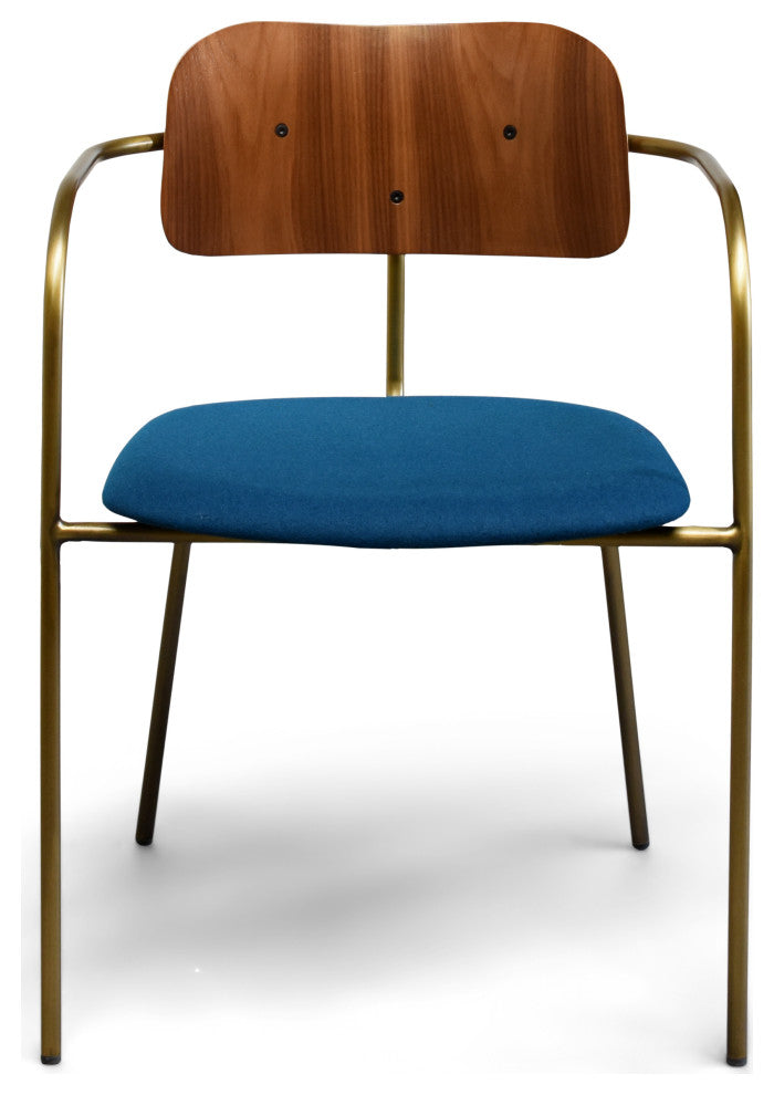 Cameron Dining Chair, Blue with Bronze Leg, Set of 2