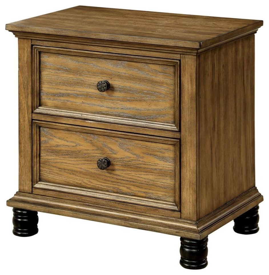 Furniture of America Monica Industrial Wood 2-Drawer Nightstand in Dark Oak