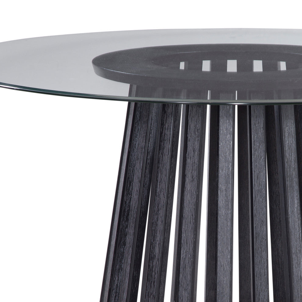 Mateo Dining Table - Glass Top - Ceruse Black