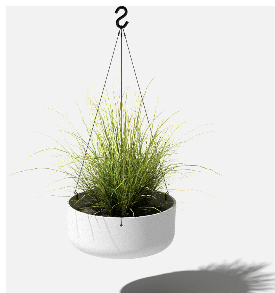 Pure Series Hanging Kona Bowl 14" Planter, White, 1 Pack