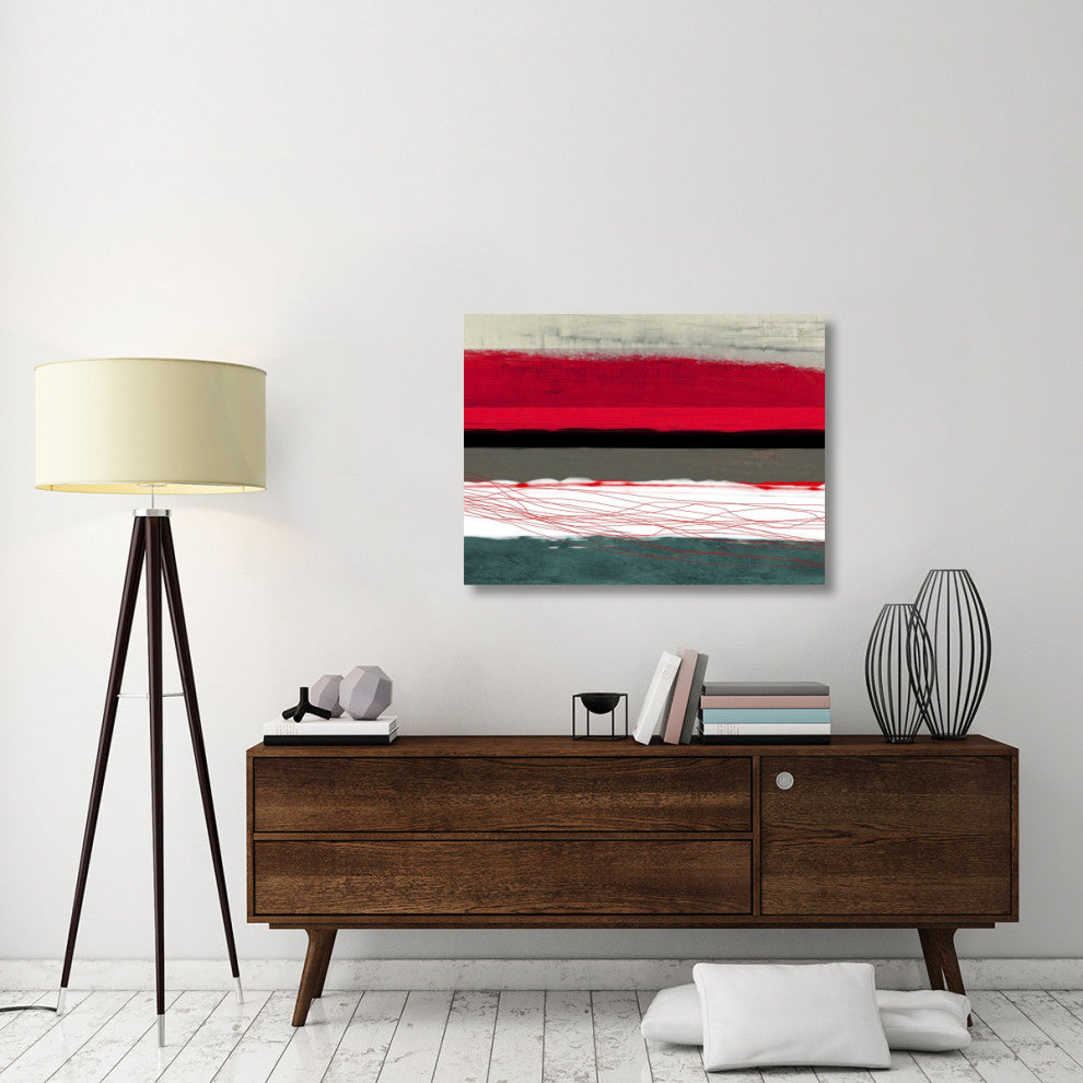 "Abstract Stripe Theme Red Grey And White" Fine Art Print