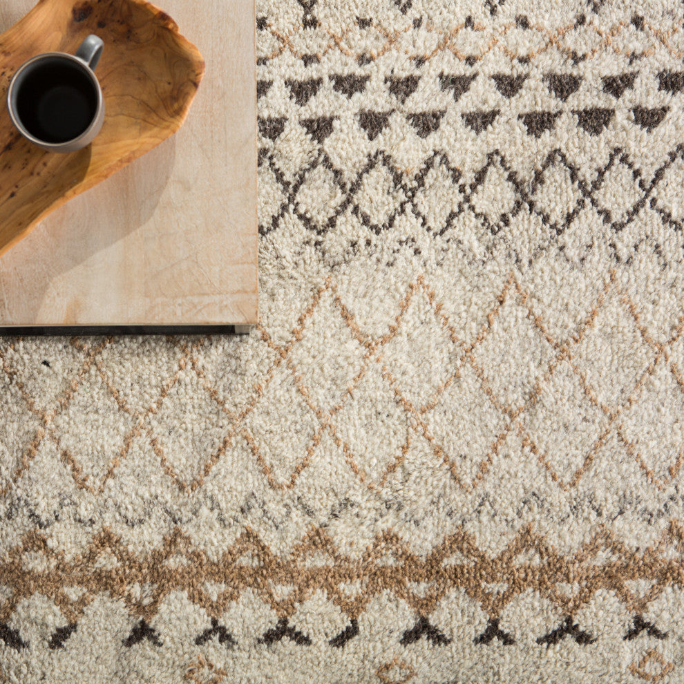 Jaipur Living Zamunda Hand-Knotted Geometric Cream/Brown Area Rug, 5'x8'