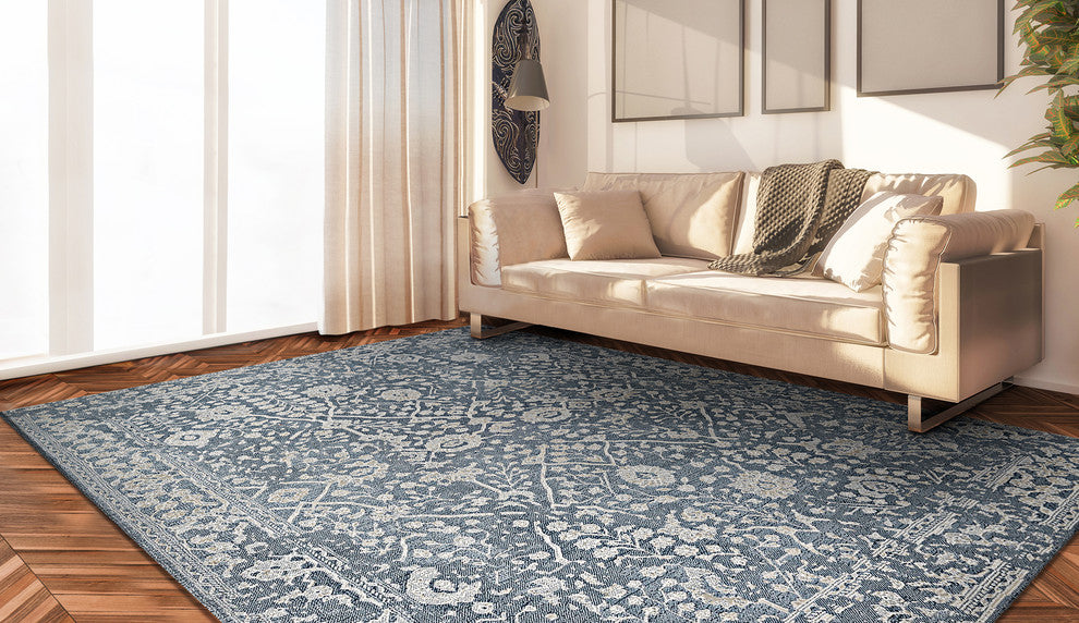 Couristan Marina Lillian Area Rug, Slate Blue-Oyster, 9'2"x12'9"