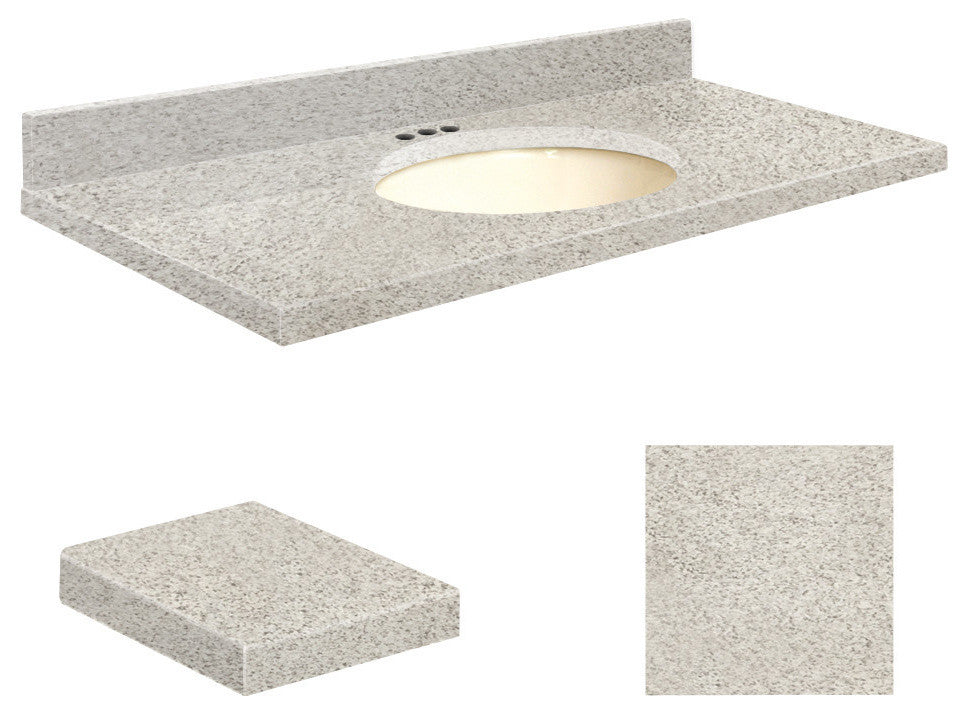 Quartz 49"x22" Vanity Top, Biscuit Bowl, Portage Pass, 4" Centerset