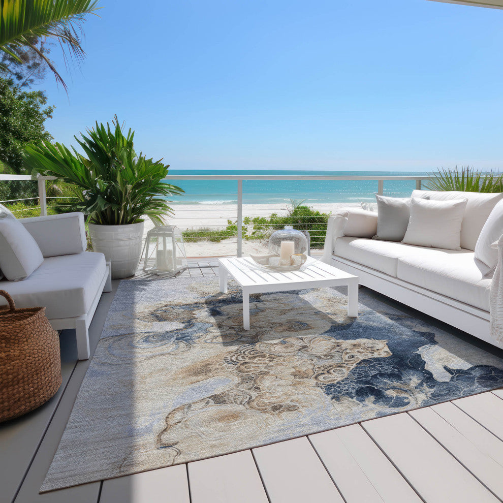 Machine Washable Indoor/Outdoor Chantille ACN1860 Denim 10' x 14' Rug