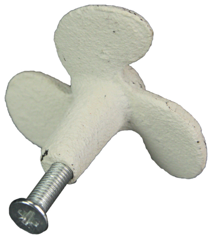 Set of 6 White Cast Iron Boat Propeller Cabinet Knob Nautical Drawer Pull Decor