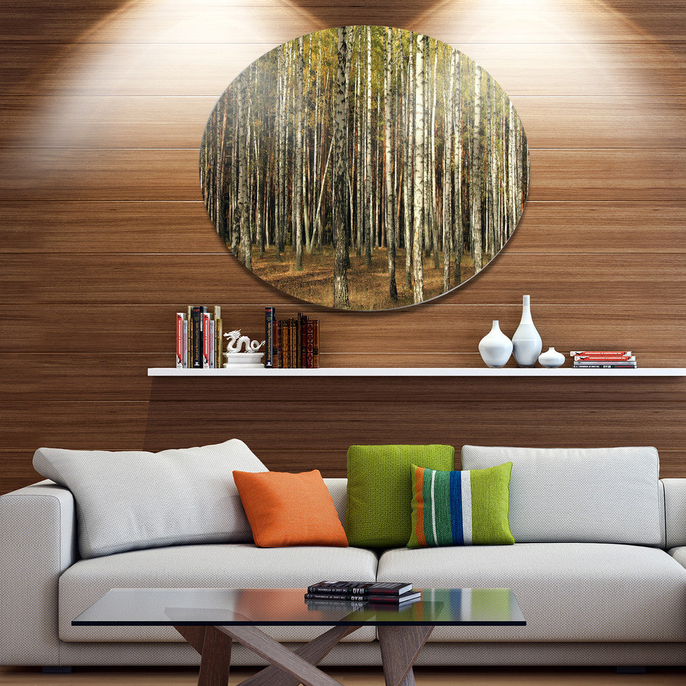 Green Fall Forest With Thick Trees, Forest Disc Metal Wall Art, 11"
