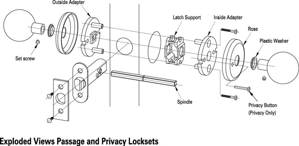 Premium Rockwell Solid Brass Bourne Passage Lever set, Brushed Nickel