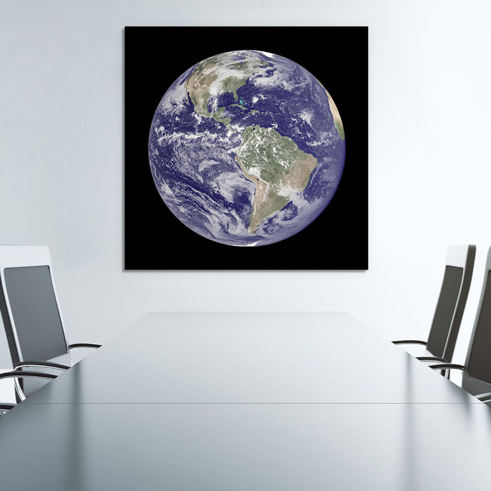 Earth Frameless Free Floating Tempered Art Glass Wall Art 40"x40"