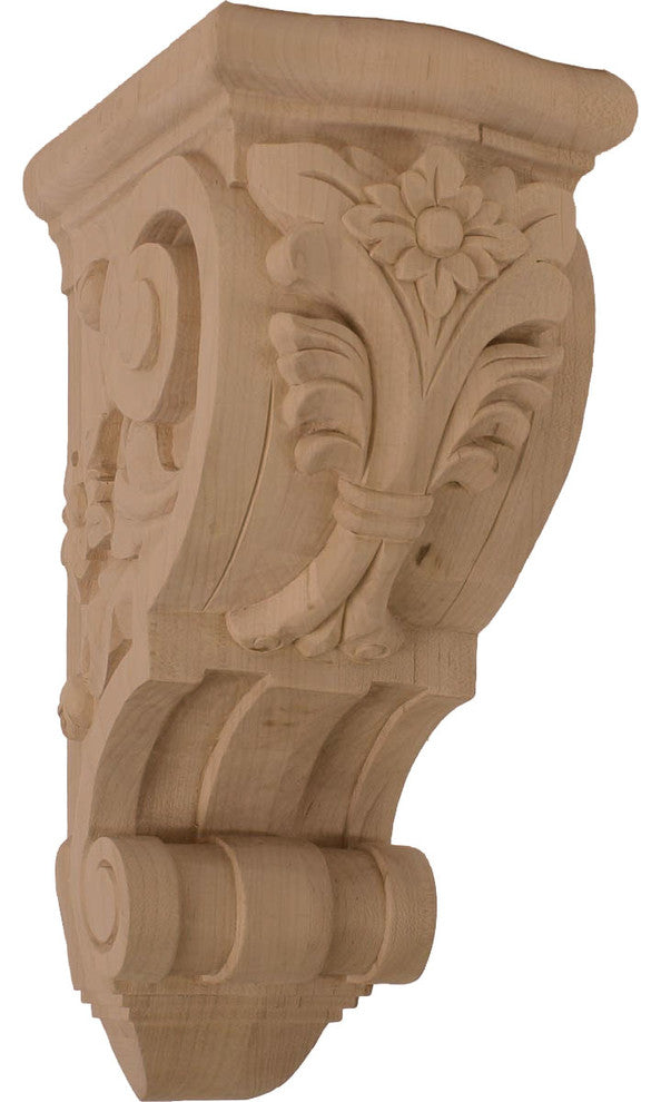 6 1/4"W x 7 5/8"D x 14 1/8"H Large Floral Corbel, Cherry