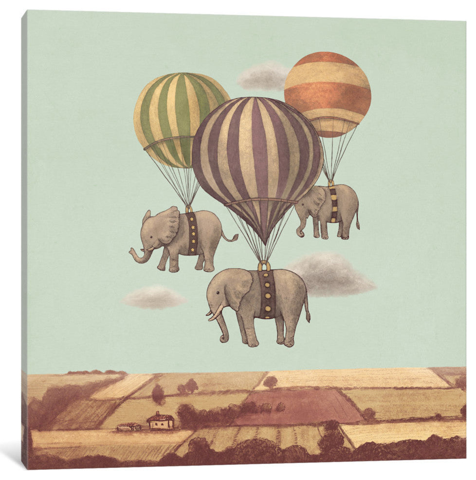 "Flight Of The Elephants Mint Square" by Terry Fan, 26x26x1.5