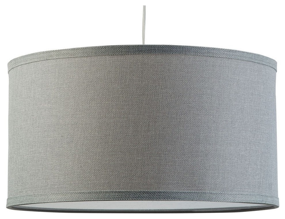 Messina 1-Light Drum Pendant Lamp With Chrome Canopy, Heather Gray