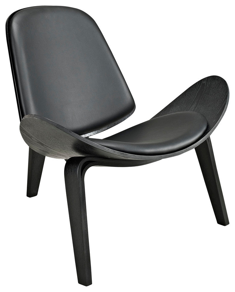 Modern Black Black Arch Upholstered Vinyl Lounge Chair