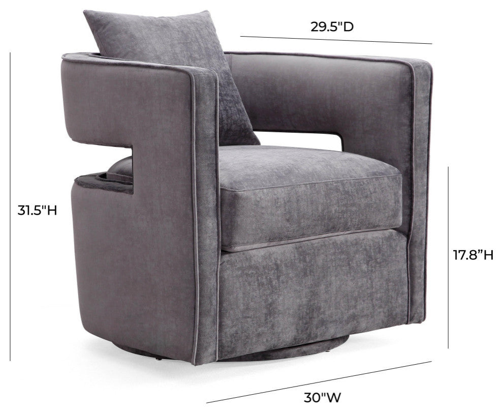 Kennedy  Velvet Swivel Chair, Gray