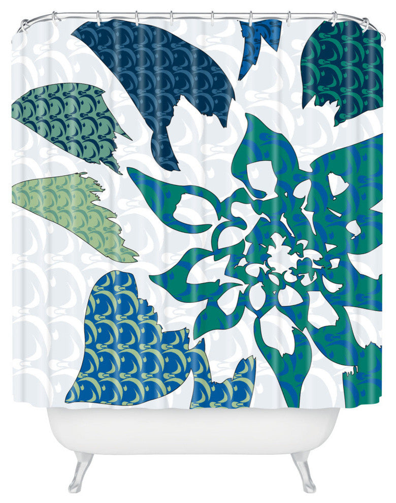 Deny Designs Karen Harris Constance In Blue Blossom Shower Curtain