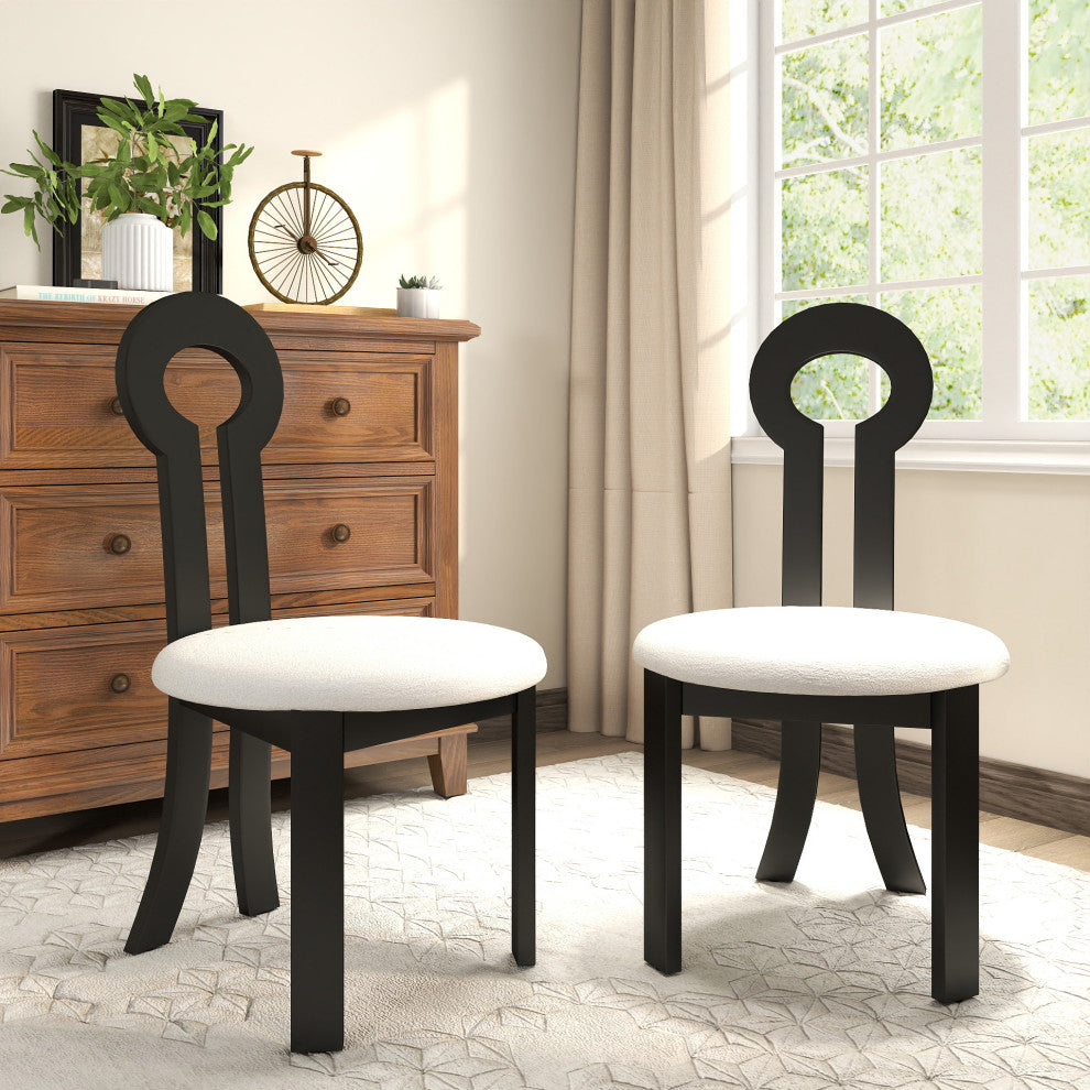 GDF Studio Vintage Armless Rubber Solid Wood Dining Chair, Set of 2, Black/White