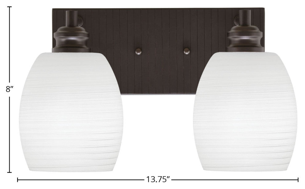 Edge 2-Light Bath Bar, Espresso Finish, 5" White Linen Glass