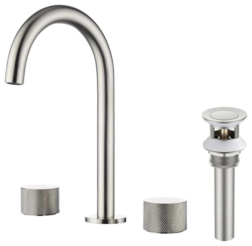 Circular X 8" Bathroom Sink Widespread Faucet with Drain Assembly, Brushed Nickel