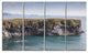 "Huge Rock in Coastline Panorama" Seashore Wall Art, 4 Panels, 48"x28"