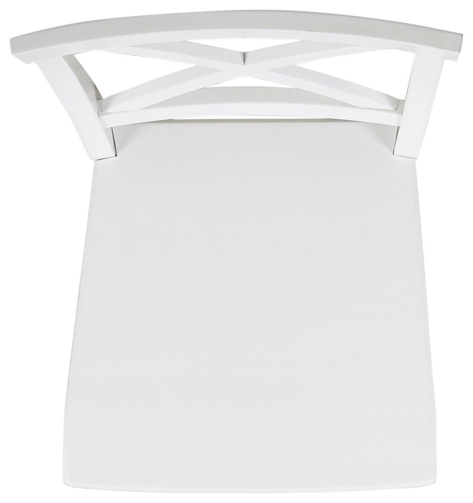 GDF Studio Truda Farmhouse Acacia Wood Dining Chairs, Set of 2, White