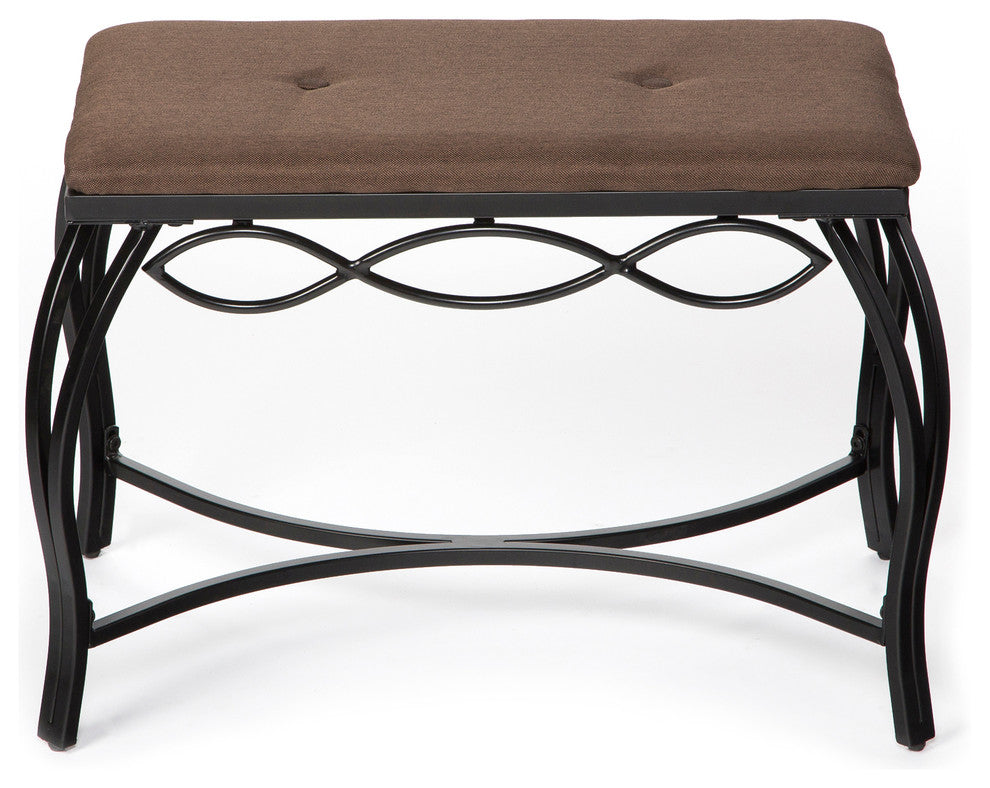 Mango Steam Berkeley Shoe Bench With Woven Fabric Top, Mocha Brown, Rectangular