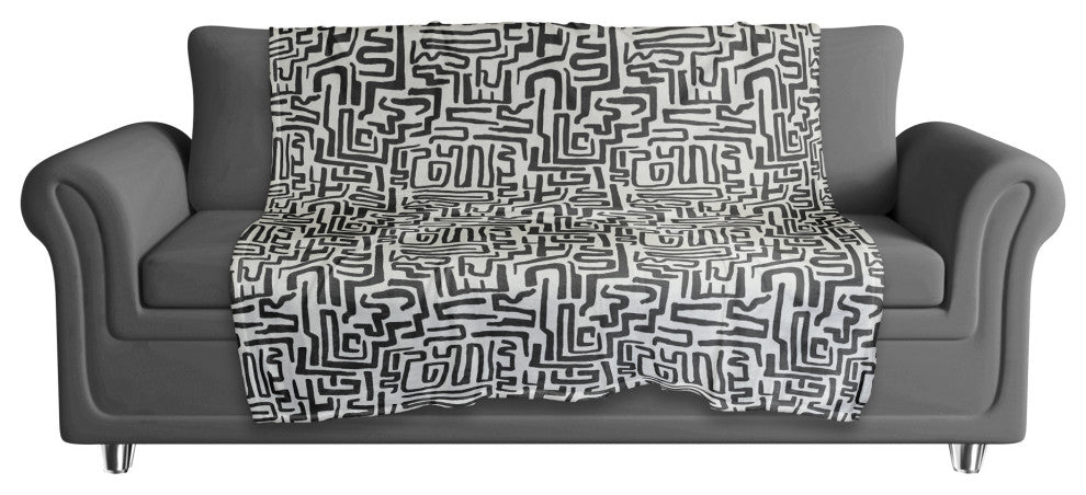 Black Maze Lines 50"x60" Coral Fleece Blanket